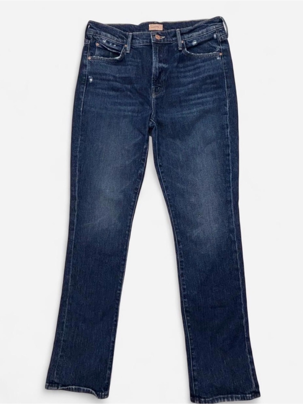 MOTHER Denim Mid/High Rise Straight Leg Jeans - Dark Wash-The Rascal Skimp